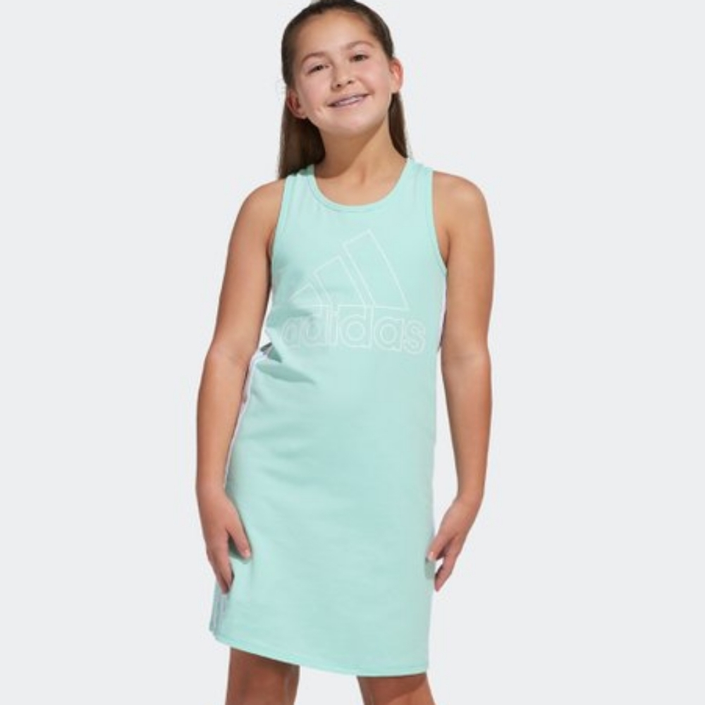 Adidas Mint & White Three-Stripe Logo Racerback  Dress NWT